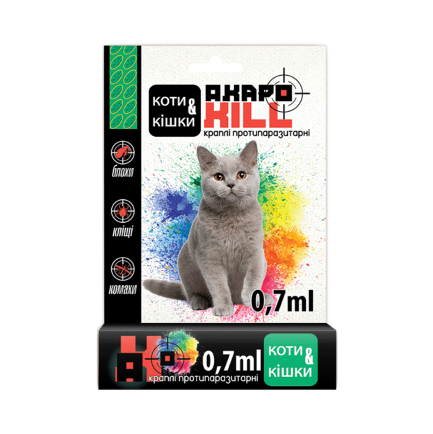 Акарокіл краплі протипаразитарні для котів 0