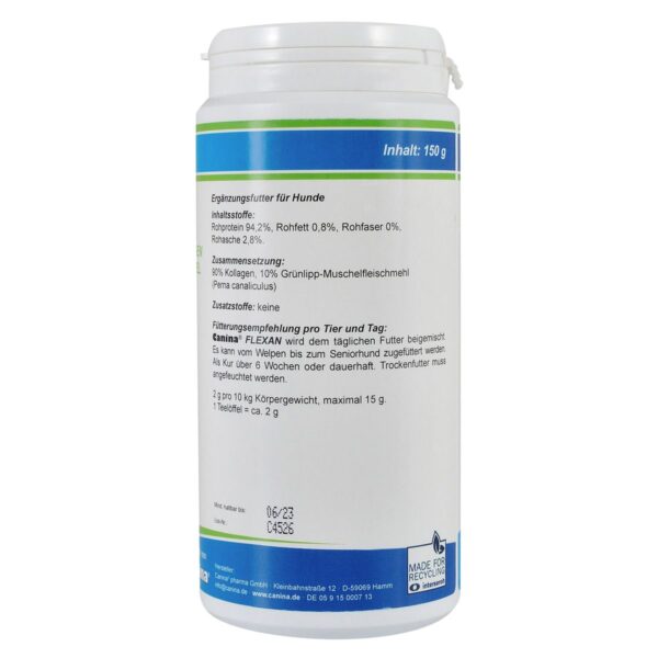 Біологічно активна добавка для собак Canina Flexan, порошок, 150 г - Зображення 2