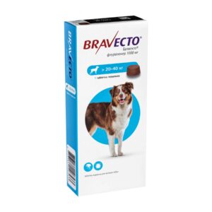 Бравекто (Bravecto) таблетки від бліх і кліщів для собак від 20 до 40 кг купить Івано-Франківськ 1000 мг