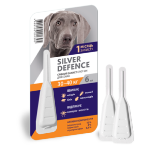 Краплі на холку Silver Defence від бліх купить Івано-Франківськ кліщів купить Івано-Франківськ комарів для собак 30-40 кг купить Івано-Франківськ 6 мл