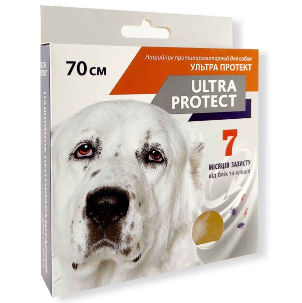 Нашийник протипаразитарний Ультра Протект для собак 70 см купить Івано-Франківськ білий