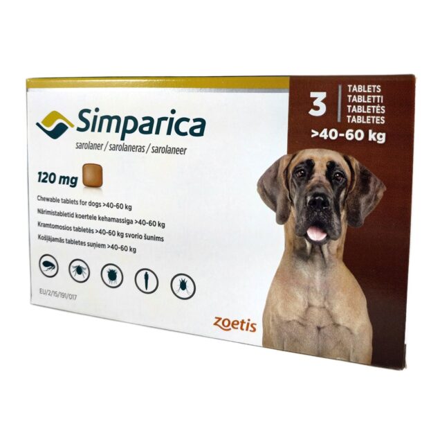Сімпаріка (Simparica) жувальні таблетки від бліх і кліщів для собак 40-60 кг купить Івано-Франківськ 3 таб х 120 мг