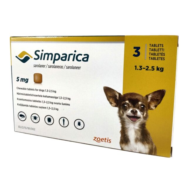 Сімпаріка (Simparica) жувальні таблетки від бліх і кліщів для собак 1
