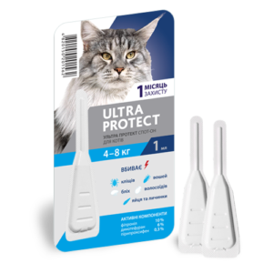 Краплі спот-он Ultra Ptotect для котів 4 - 8 кг купить Івано-Франківськ 1 мл купить Івано-Франківськ 1 піпетка
