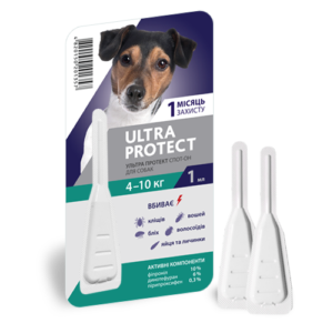 Краплі на холку Ultra Ptotect для собак 4 - 10 кг купить Івано-Франківськ 1 мл купить Івано-Франківськ 1 піпетка