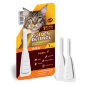 Краплі на холку Golden Defence від паразитів для котів вагою 4-8 кг купить Івано-Франківськ 1 мл