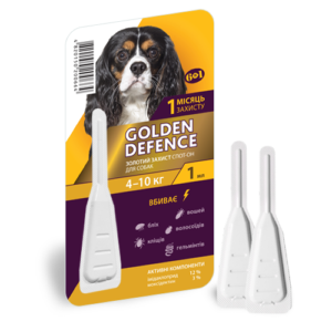 Краплі на холку Golden Defence від паразитів для собак вагою 4-10 кг купить Івано-Франківськ 1 мл